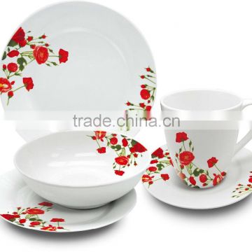Hotel banquet ceramic dinnerware nice flower design porcelain dinnerware item porcelain crokery
