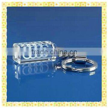 Handmade Clear Cube Glass Keychain For Car Accessories Gifts