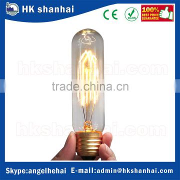 2016 hot sale 40W E26/E27/B22 T10 clear tubular vintage filament edison bulb amber tungsten lamp