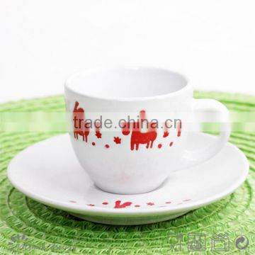 ceramic christmas snow coffee cup and saucer