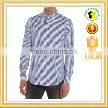 men stripe long sleeve cotton shirt slim fit shirt