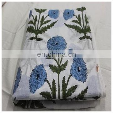 2.5 yards Indigo Dye Fabric Cotton fabric hand block printed Flower Print fabric