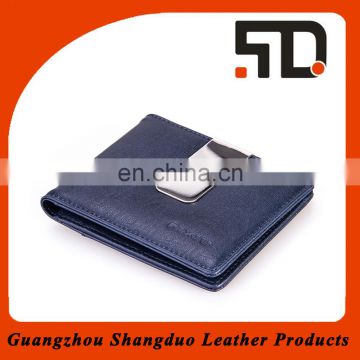 New Design Bule Leather Promotional Wallet Factory Price Money Clip Wholesale
