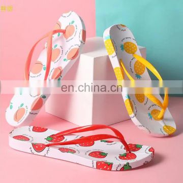 wholesale price customized pvc fruit series summer beach fashion soft flip flops women slippers