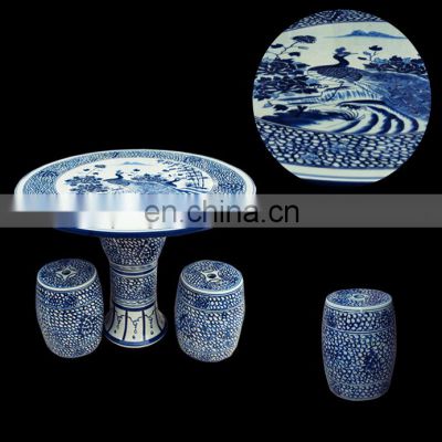 Chinese style blue porcelain garden tables and chairs
