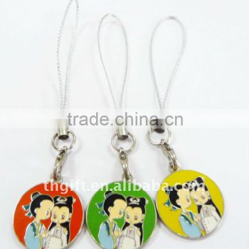 lovers' painted metal mobile phone chain