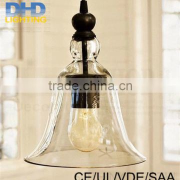 Hot-selling glass shade Edison bulbs pendant vintage industrial style brass E27 holder clear glass Bell shade pendant lamp