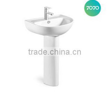 Cheap Chaozhou factory white colour single hole fixed to wall with back Two piece ceramic pedestal sinks z326