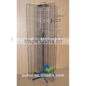 black color floor standing mesh wire rotary display from factory