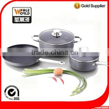 5PCS non-stick hard-anodized cookware sets with glass lid