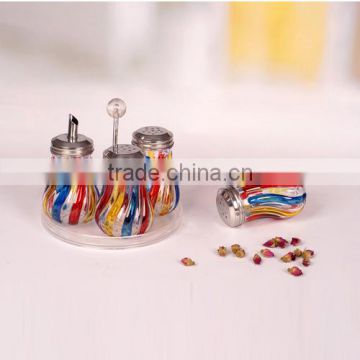 hot sale 5pcs glass slat and pepper shaker with plate