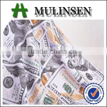 Mulinsen textile weft dollar pattern knitted polyester terry fabric, printed wholesale french fabric