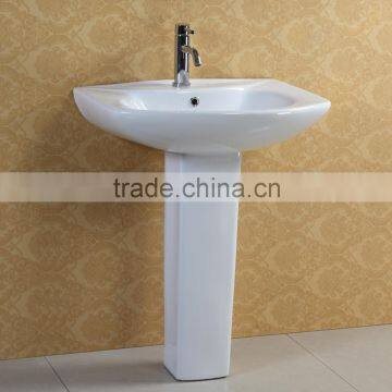 Floor Mounted White Glazed Wash Pedestal Basin