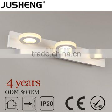 Acrylic Material 9w 3lamps Round shape indoor bathroom LED wall lamp 100-240V AC JUSHENG