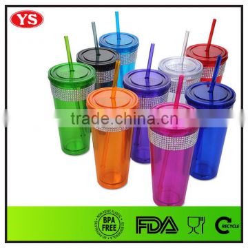 20 oz Personalized plastic double wall Ice Spirit Tumbler with Straw