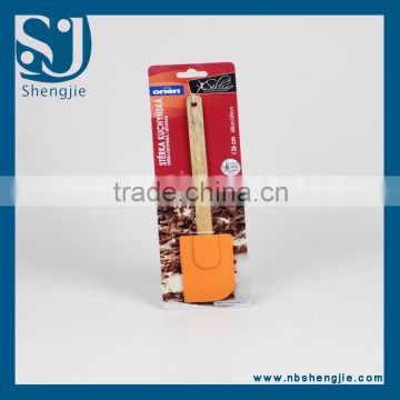 Trade assurance high quality silicone food brush different material handle with wood handle