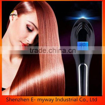 Fashion 2016 Magic Electric Ionic Hair Straightener Massage Styling Brush Comb LCD hair straightening brush