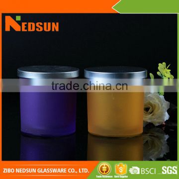 New products 2017 Purple and orange 2017 factory glass candle jars and lids