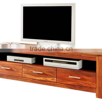 New Natural Finish 3 Drawer Wooden TV Table