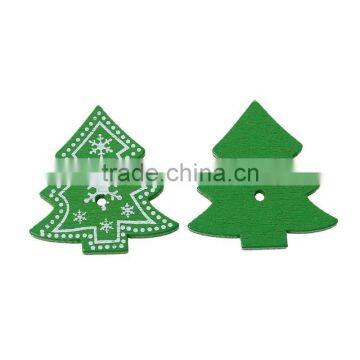 Handmade 3.2cmx3cm Snowflake Christmas tree Two Holes Wood Button for Decorating