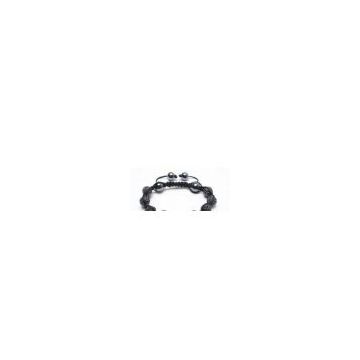 Shamballa Bracelet, Magnetic Hematite Rounds, Black Crystal Pave Gun Black Plated Alloy Beads