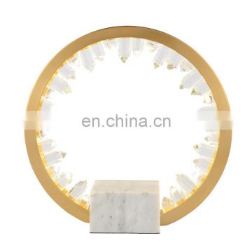 Hotel project golden crystal new style circle led bedroom table lamp decorate indoor beside led desk light