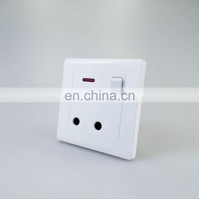 Hot selling white senior copper Power Indicator UK Standard socket 1G 15A socket with neon Yaki wall switch socket