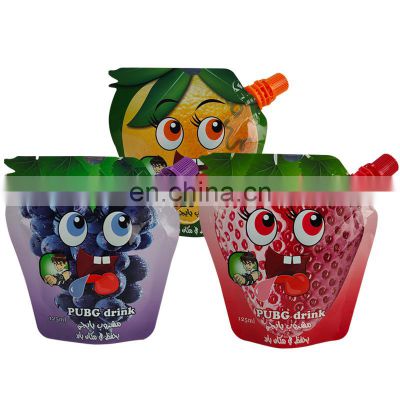 OEM/ODM 125ml special shape plastic packaging bag for juice soft drink and fruit juice stand up spout pouch