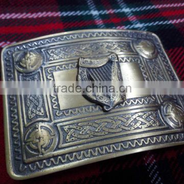 Celtic Harp Design Kilt Belt Buckle In Antique Finished Made Of Brass Material
