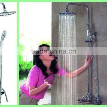 Bathroom shower set with sliding bar and double shower heads