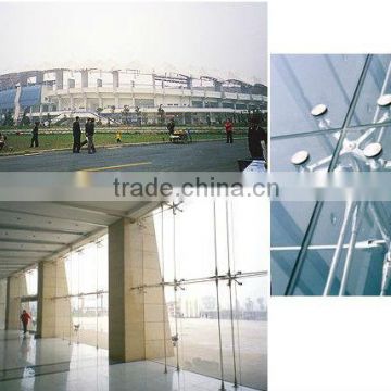 Glass fittings for curtain wall glass