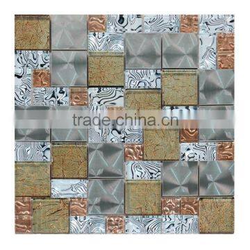 Hot selling interior wall decorative stainless steel and glass tile mosaic