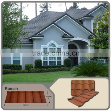 roof sheet metal/sand coated corrugated steel roof tiles/Roman types zinc aluminum roofs with stone coated steel roofing tiles