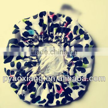 Factory supply best multicolored dots printed environmently friendly shower caps or hats for hotel and home,etc.
