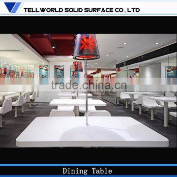 Artificial marble top restaurant high gloss white modern acrylic dining table