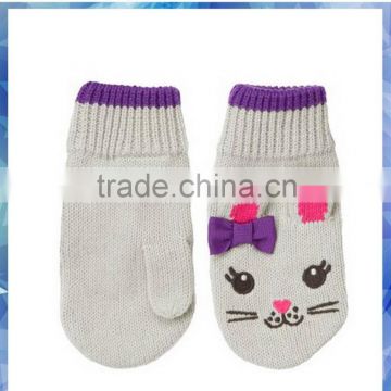 mouse cotton knitted hand gloves mitten with 3D ears for young girls
