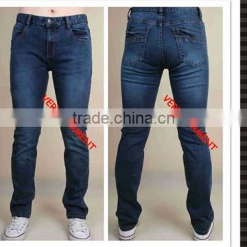 deep color wash with straight slim tube elastic jeans denim jeans men