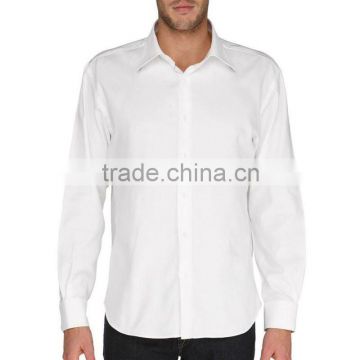Mens 100% cotton long sleeve blank white color shirt