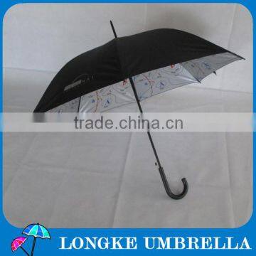 25" black color Automatic open Straight Umbrella Promotional umbrella with inside print