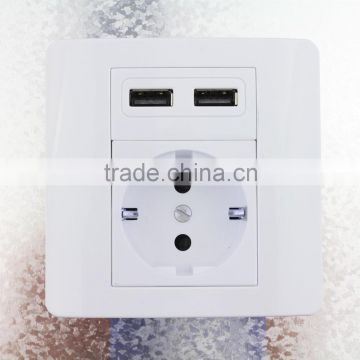 Popular unique design dual usb 5V 2.1A Europe type wall socket for charging