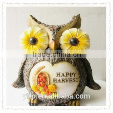 Resin Fat Owl Animal Figurine for Harvest Home Decoration & Gift