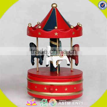 wholesale baby wooden toy carousel music box christmas gift kids wooden toy carousel music box W07B009C