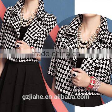 The latest fashion women overdress new lady stylish black and white coat guangzhou clothing