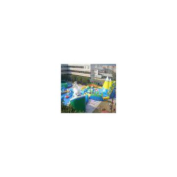 White and blue inflatable water park for summer holiday , inflatable shark pool park