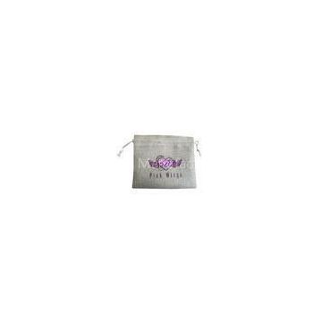 Embroidered Gray Jewelry Drawstring Pouch Durable For Wedding Favors