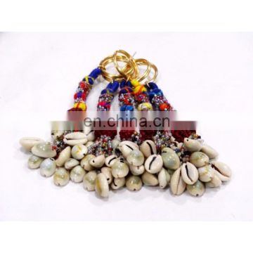 Fashion Women Key Chain Shell Beads Work Handmade 5 PC's Lot Craft Boho Tribal