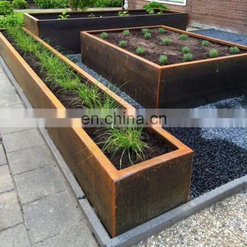 Big size outdoor garden rusting steel modular planter box
