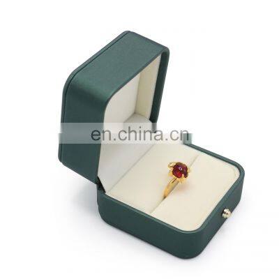 Custom Logo High Quality PU Leather Dark Green Ring Box Jewelry Box