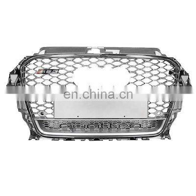 Hot sale RS3 Matt silver front grille for Audi A3 8V front bumper S3 facelift mesh grill quattro style 2013 2014 2015