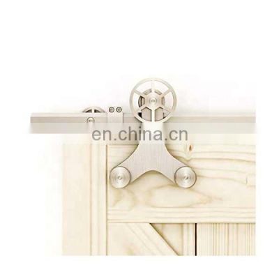 6.6FT Solid Hexagon Track Rotatable Decoration Spoke Wheel Sliding Barn Door Hardware for Wood Door and Glass Door